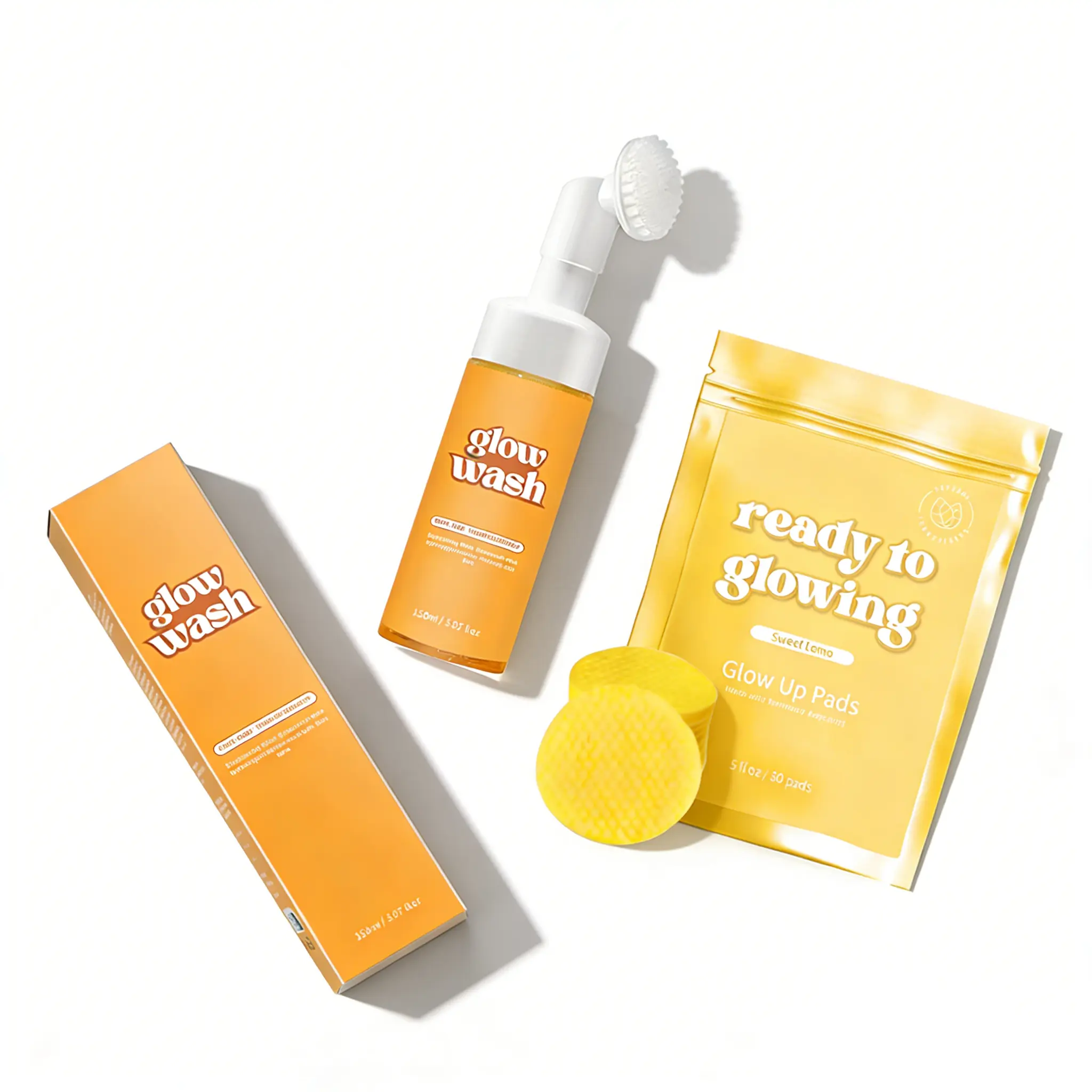 Glow Wash 150ml & FREE Turmeric Pads BeautyKit for Radiant Skin Ready to Glowing Sweet Lemon with Turmeric for Glowing Skin
