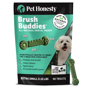 Brush Buddies All-Natural + Long Lasting Dental Treats for Extra Small Sized Dogs - 40 Count
