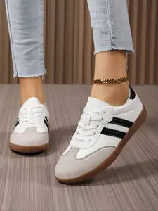 Women's Fashionable Lace Up Low Top Sneakers, Lightweight Casual Sneakers, Casual Comfortable Breathable Sports Shoes, Female All-match Round Toe Shoes for Daily Wear