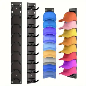 Heavy-Duty Baseball Cap Organizer Rack - Strong Adhesive Wall-Mounted Hat Storage with 18 Hooks, Space-Saving Vertical Design, No Drill Installation for Closet, Bedroom, Entryway - Holds 18 Hats, Ideal for Home, Office, or Gift Shop Use