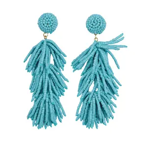 Beaded Fringe Drop Post Earrings