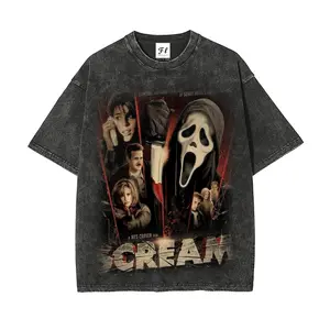Scream Movie Interesting Careers Design Unisex Washed Batik Cotton T-Shirt, S-5XL Oversize Fit, Super Soft Pre-Shrunk, Men's Streetwear, TV Show Gift Tee, White Soulja Boy Outfit 67