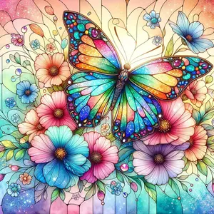 Flowers And Butterflies 5D Diamond Painting Art Kits for Beginner DIY Full Drill Diamond Dots Crystal Craft Kits for Home Wall Decor Gifts