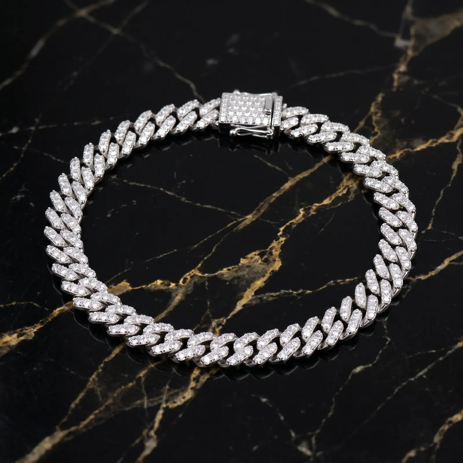 VVS1 Moissanite Monaco Cuban Bracelet 5.8mm 2.01 CTW 925 Sterling Silver