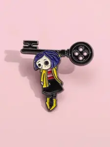 Horror Anime Movie Doll Eye Brooch Pin, Cute Halloween Badge Button for Girls, Unique Fashion Accessory for Clothes & Bags, Durable Metal Pins