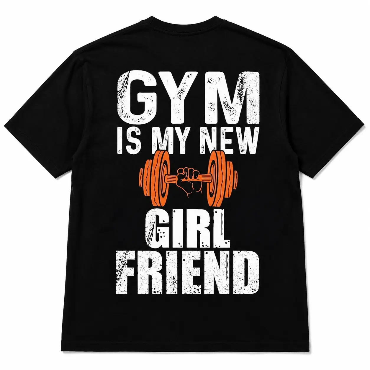 Gym Is My New Girlfriend Funny Graphic T-Shirt, Dumbbell Fitness Quote Back Print Tee, Bodybuilding Weightlifting Workout Shirt, Oversized Gym Rat Pump Cover, Strength Training Athletic Apparel, Humorous Gift for Men Lifters and Single Gym Lovers