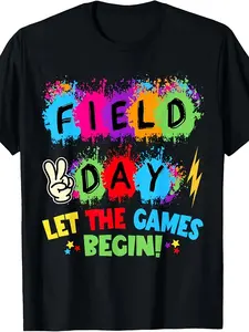 Let The Games Begin Field Day Funny School Teachers Unisex T-ShirtSame style for men and women  summer short-sleeved printed T-shirt pure 220G