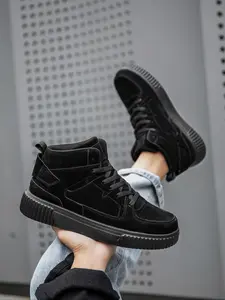 Men's Fashionable Patchwork High Top Lace Up Sneakers, Casual Comfortable Sports Shoes for Daily Wear, Male All-match Round Toe Shoes for Daily Wear, Closed