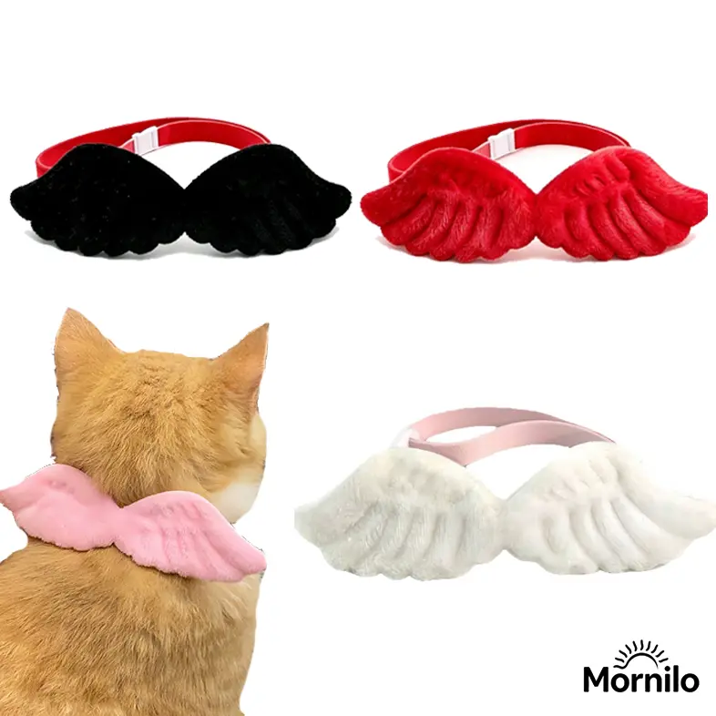 1/2pcs Pink Angel Wings for Dogs and Cats, Cute White Collar Bow Tie Pet Costume, Adorable Holiday Pet Dress Up Accessories for Halloween Christmas
