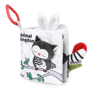 Cloth Books, 3D Touch and Feel High Contrast Cloth Book, Baby Books Toys for Baby 0-12 Months, Soft Sensory Crinkle Book for Infants Toddler, Newborns Shower (Forest)