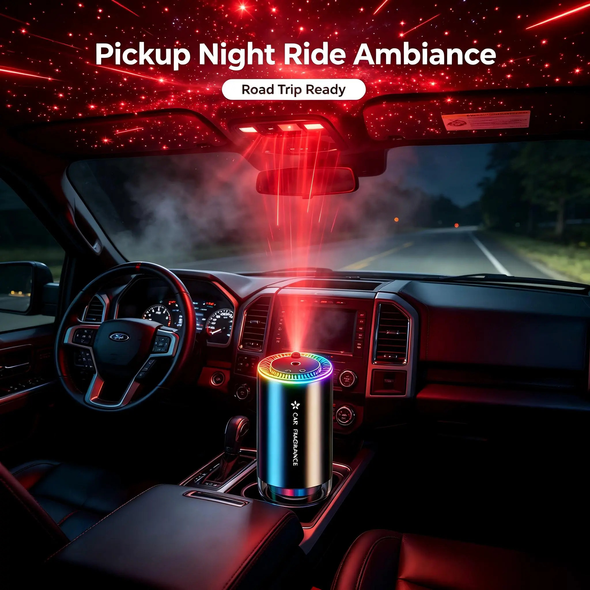 Car Aromatherapy Machine - Smart 3-Speed Scent Diffuser, Universal Home Aromatherapy Machine, Seven-Color Ambient Light, Level 1 Starry Sky Ceiling Mode, Includes 1 Bottle of 50ml Ocean Essential Oil, Suitable for Home, Car, and Office Aromatherapy.