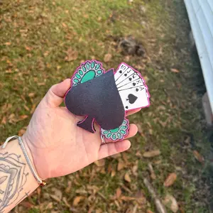 Spade with Cards and Conchos Freshie