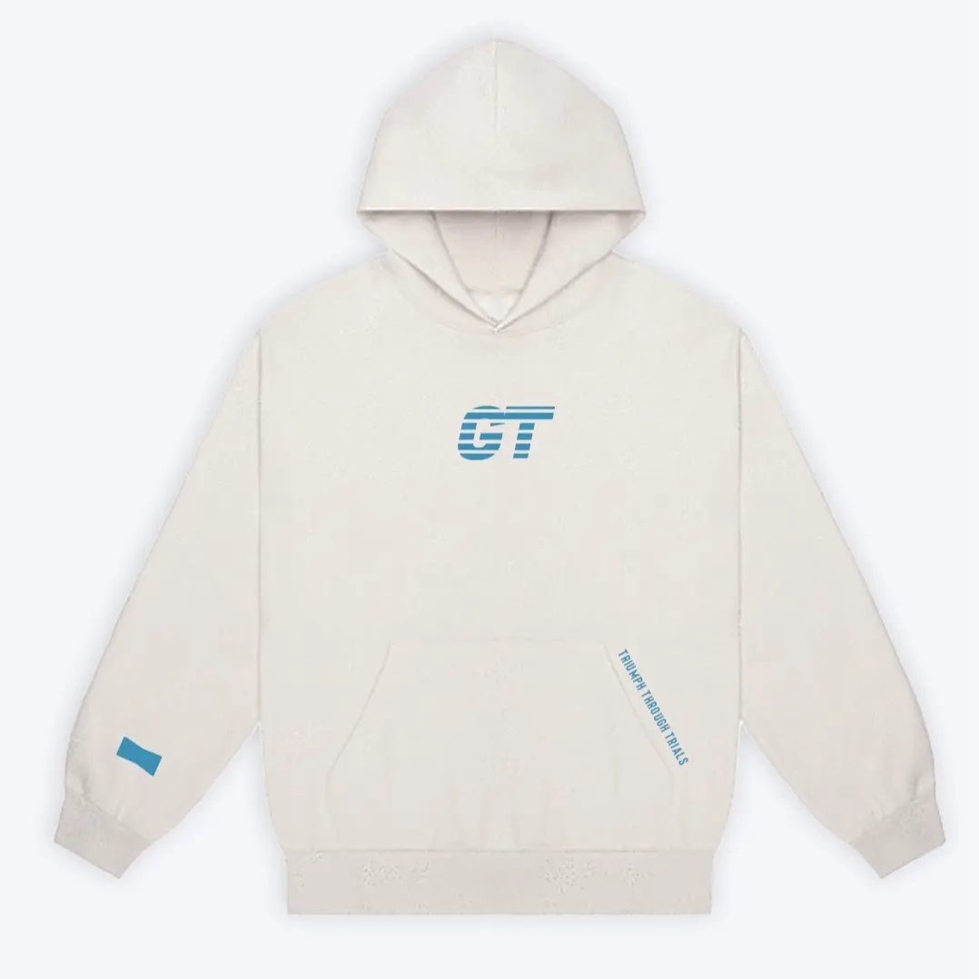 GT “Triumph Through Trials” Cream Hoodie motivational