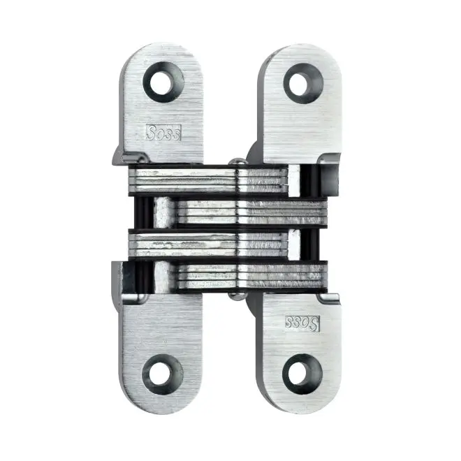 212 MAIN Heavy Duty Invisible Door Hardware Hinge for 1.375 in. Doors, 1x4.625 in. Size, Satin Nickel Finish, Contemporary Design, 2-3/8 in. Backset, Emergency Exit Compatible, Full Lip Strike Included