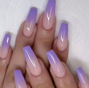 Extra Long Coffin Purple Ombre Press On Nails 24 CT