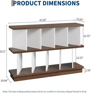8 Cube Bookcase, Wood Low Open Cube Storage Shelf Organizer, Freestanding Display Bookshelf with 10 Removable Back Panels for Living Room, Bedroom, Entryway, Home Office, Easy Assembly
