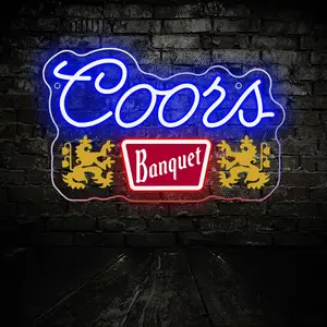 Coors banquet Neon Signs for Wall Decor Neon Lights for Bedroom Led Signs Suitable for Man Cave Bar Pub Restaurant Christmas Birthday Party Gift Led Art Wall Decorative Crs Light Bar Sign, 5V Usb Power