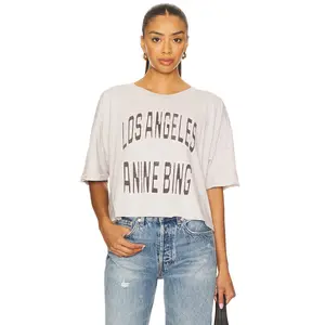 ANINE BING Johnny Cropped Tee in Grey