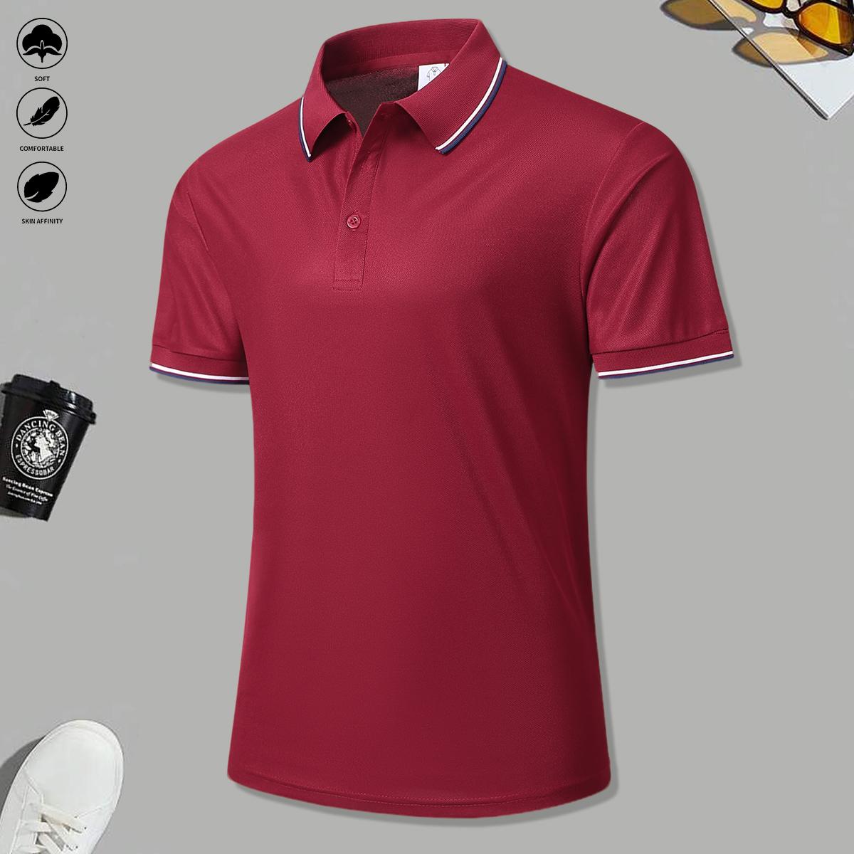5 Men's Breathable Hygroscopic Work T-Shirts Casual Top Golf Shirt Sports T-Shirts - Suitable for Summer and Spring Wear