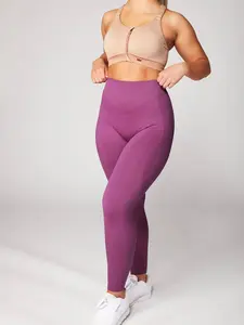 SHEFIT Seamless Leggings Plum Wine High Compression 4-Way Stretch Full Length High-Rise Waistband Scrunch Butt Detail Moisture-Wicking Fabric - Fitness Tights, Spandex
