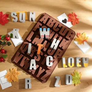 Silicone Chocolate Mold Set, 26 Alphabet Letters, DIY Ice Cube Tray, Baking Molds, Resin Casting, Jelly Pudding, Fondant, Concrete A-Z
