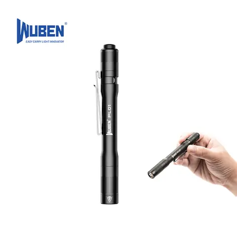 WUBEN PL01 Handheld Pen Light, High Lumen LED Lights (1-650 lm 4-Mode Brightness, CRI90+ Natural White), USB-C Rechargeable, 2 AAA Battery Compatible, Clip-On, IP68 Waterproof, Alcohol-Wipe Safe, Pen-Style Grip, Steady Aim Inspection Flashlight for EDC