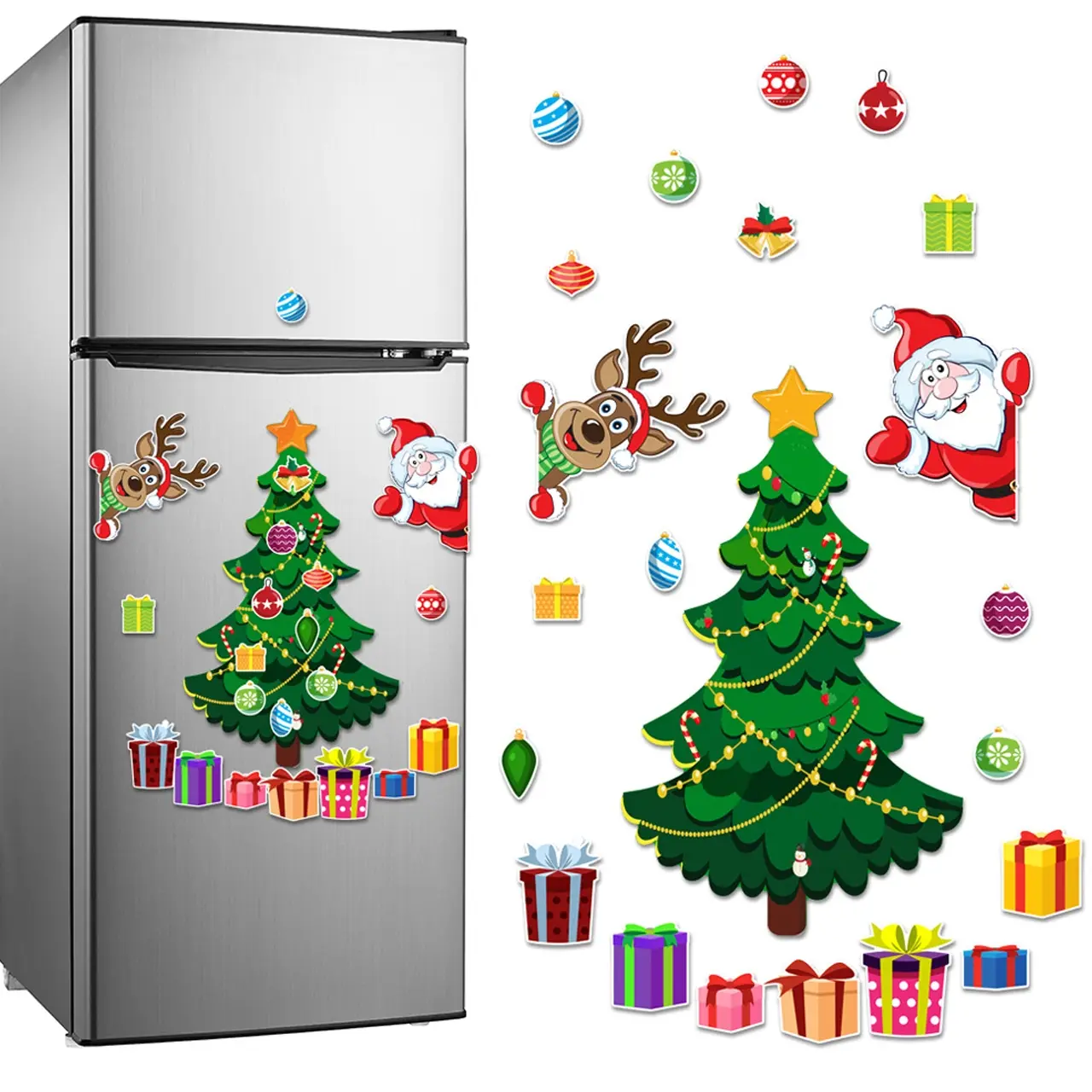 Christmas Refrigerator Magnets Set, Fridge & Garage Decorations, Decorative Fridge Magnets, Cute Magnets For Fridge, Home Decor, Festive Atmosphere, Cute Floral Flower Magnets, Vintage Design, Durable Magnetic Ornaments, Gifts