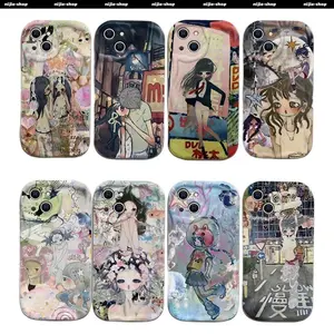 Aya Takano 3D Wave friend phone Case For iPhone 17 16 15 14 13 12 11 Pro Max Plus Luxury Soft Silicone Cover Gift Idea For Girlfriend Halloween Thanksgiving Christmas