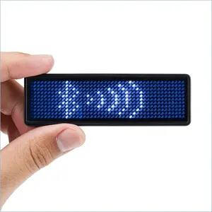Conspicuous Blue LED Name Tag with 210mAh Battery, Rechargeable 44x11 Pixels Digital Sign, Easy Programming Energy-Saving Car Interior Decoration for Party, Restaurant