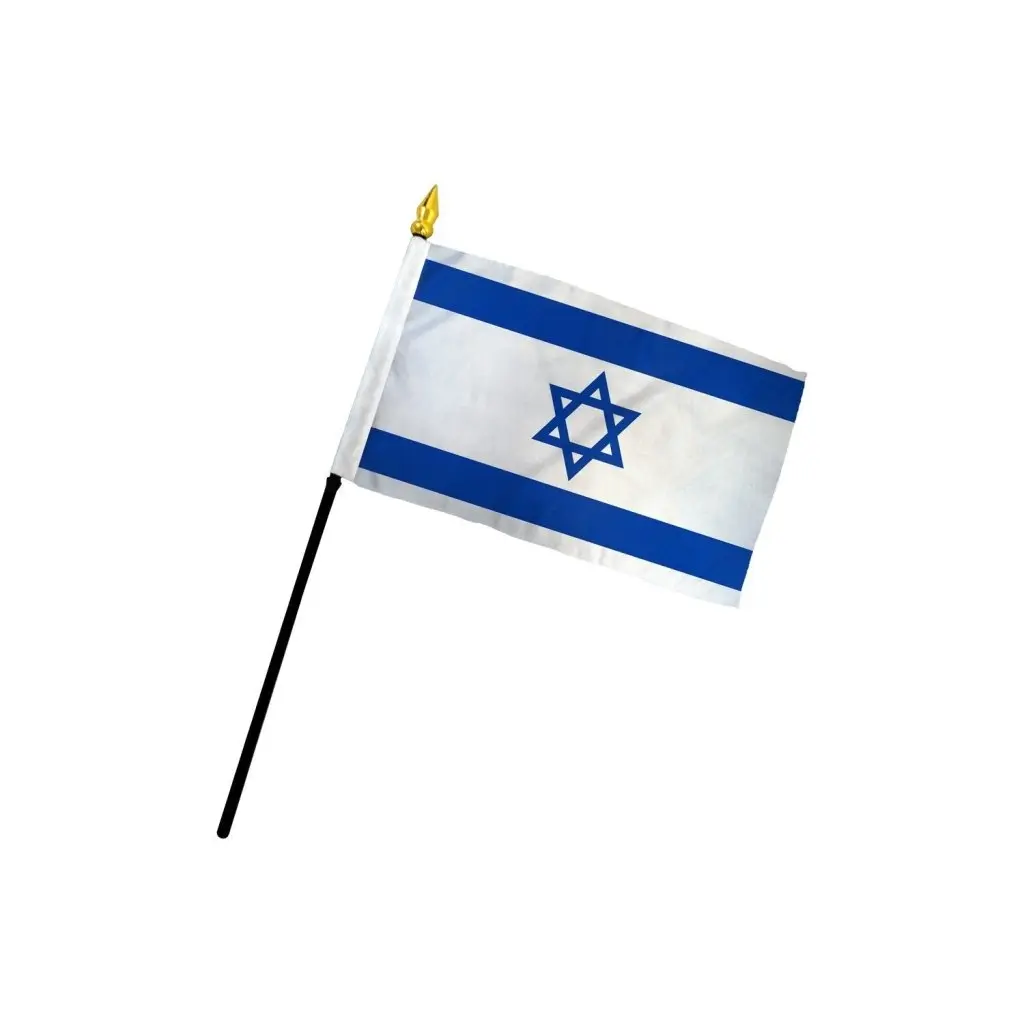 4x6in Printed Plastic Israel Stick Flag with Stitched Edge - Festive & Party Supplies Backdrop Banner Accessory for National Pride Displays, Home Use