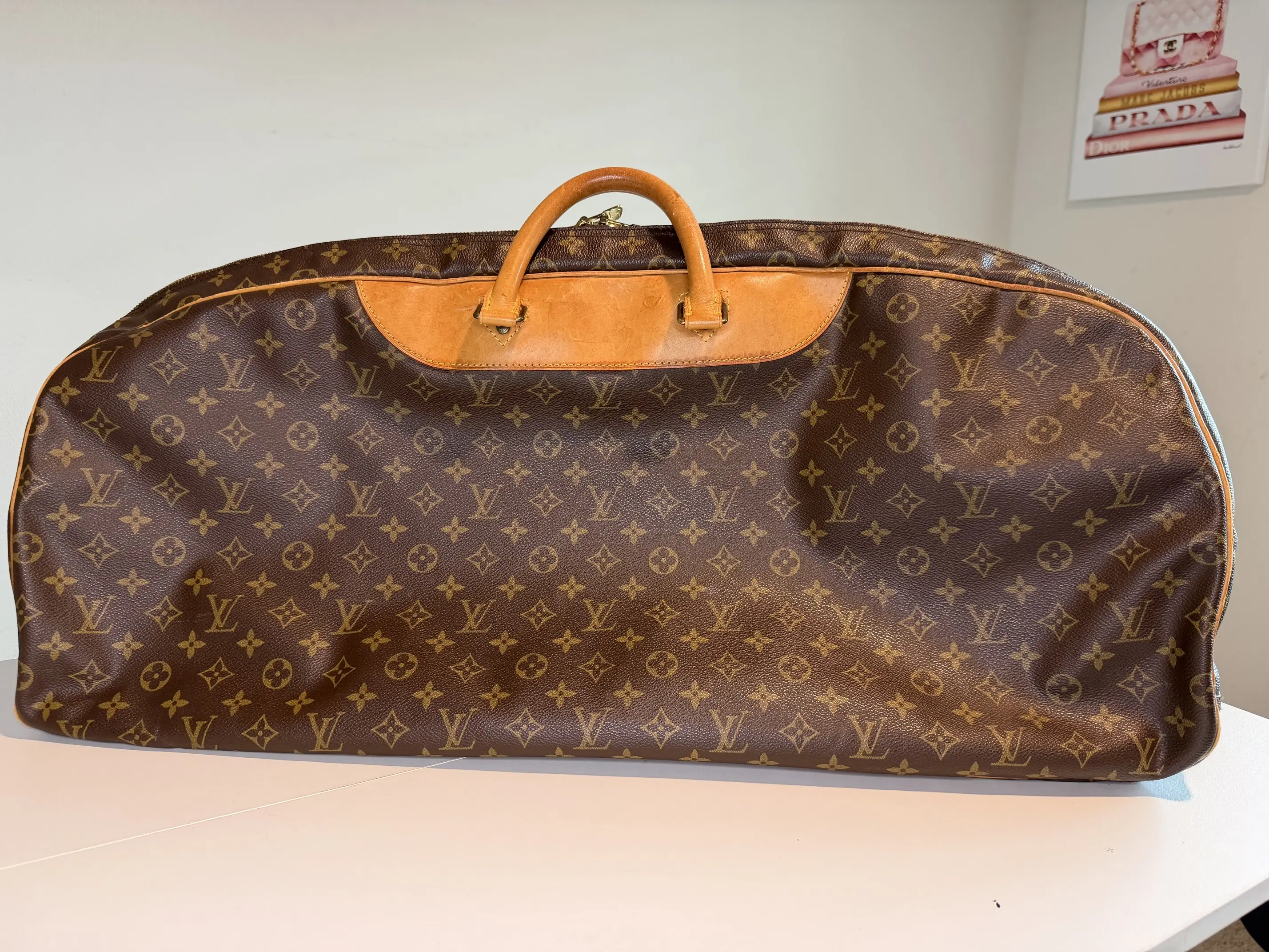 Pre-owned Louis Vuitton Coated Canvas luggage Monogram Sac Plein Air Long Boston Bag