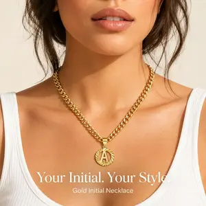 A Initial Necklace for Women, 14K Gold Plated Letter Pendant, Gift for Her, Adjustable Chain luck jewelry symbolic jewelry gift perfect family gift  magical gift