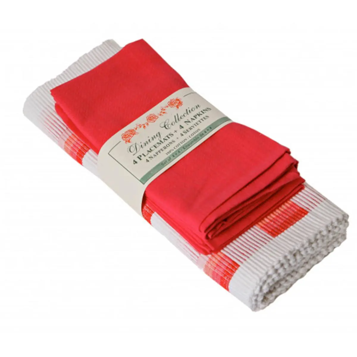 Mr. MJs Trading AG-05267 4 Placemats Plus 4 Napkins Set, Cherry Check