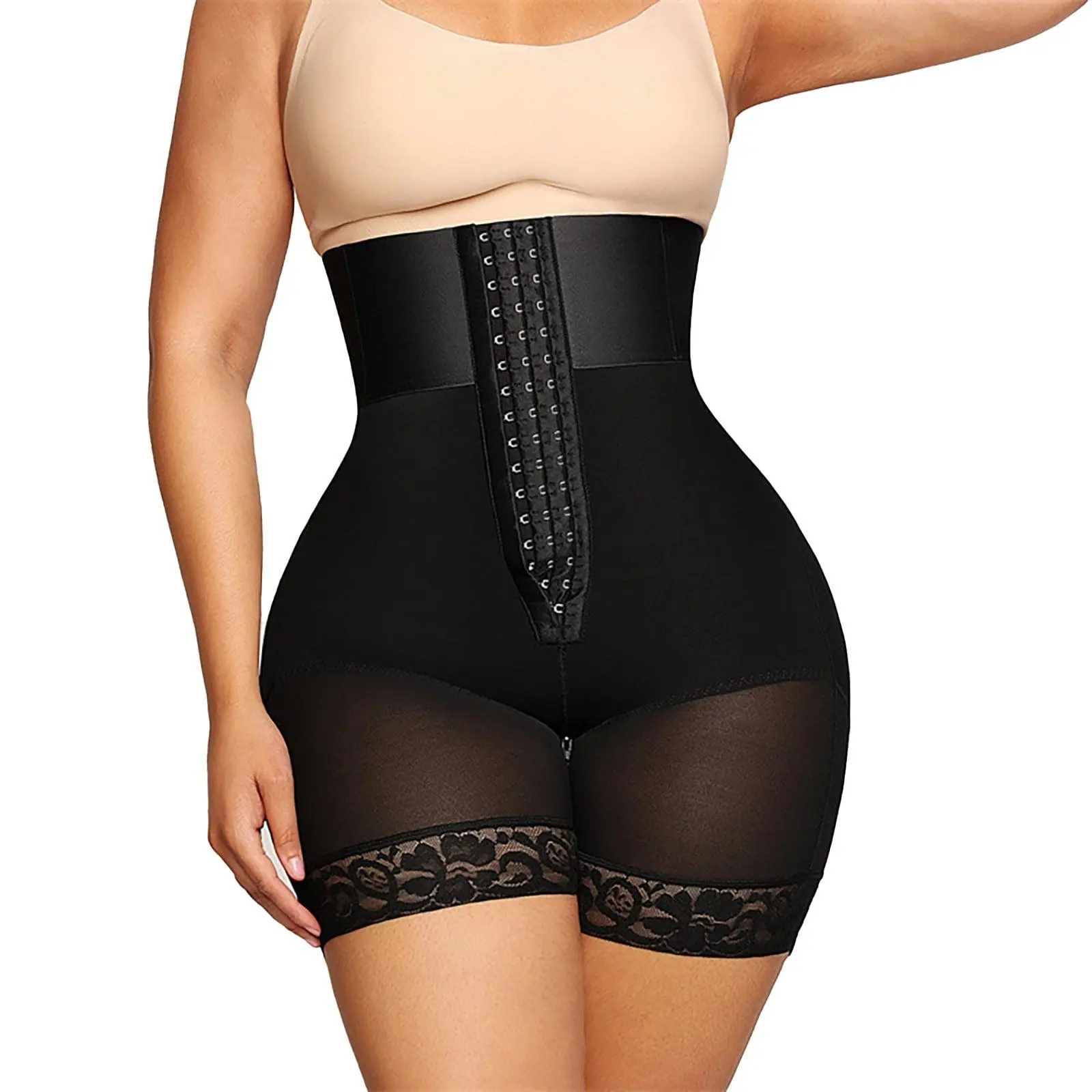 Women's Elegant Solid Color Lingerie Shapewear - Butt Zipper Body Shaper, Tummy Control Corset, Carnival Fashion Top, Everyday, Halloween, Retro, Floral