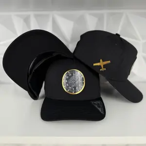 Black Gold Compass Pilot Hat, Airplane Charm Cap, Flight Crew Gift, Aviation Lover Apparel, Professional Pilot Hat, Airman Gift