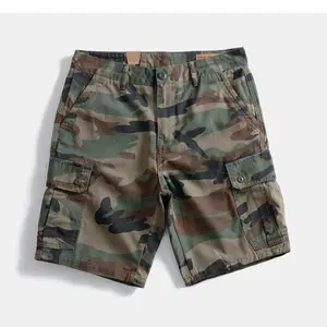Men's Cotton Summer Retro Multi-Pocket Workwear Camouflage Cropped Pants Trendy Loose Camouflage   Loose Camouflage   cargo shorts