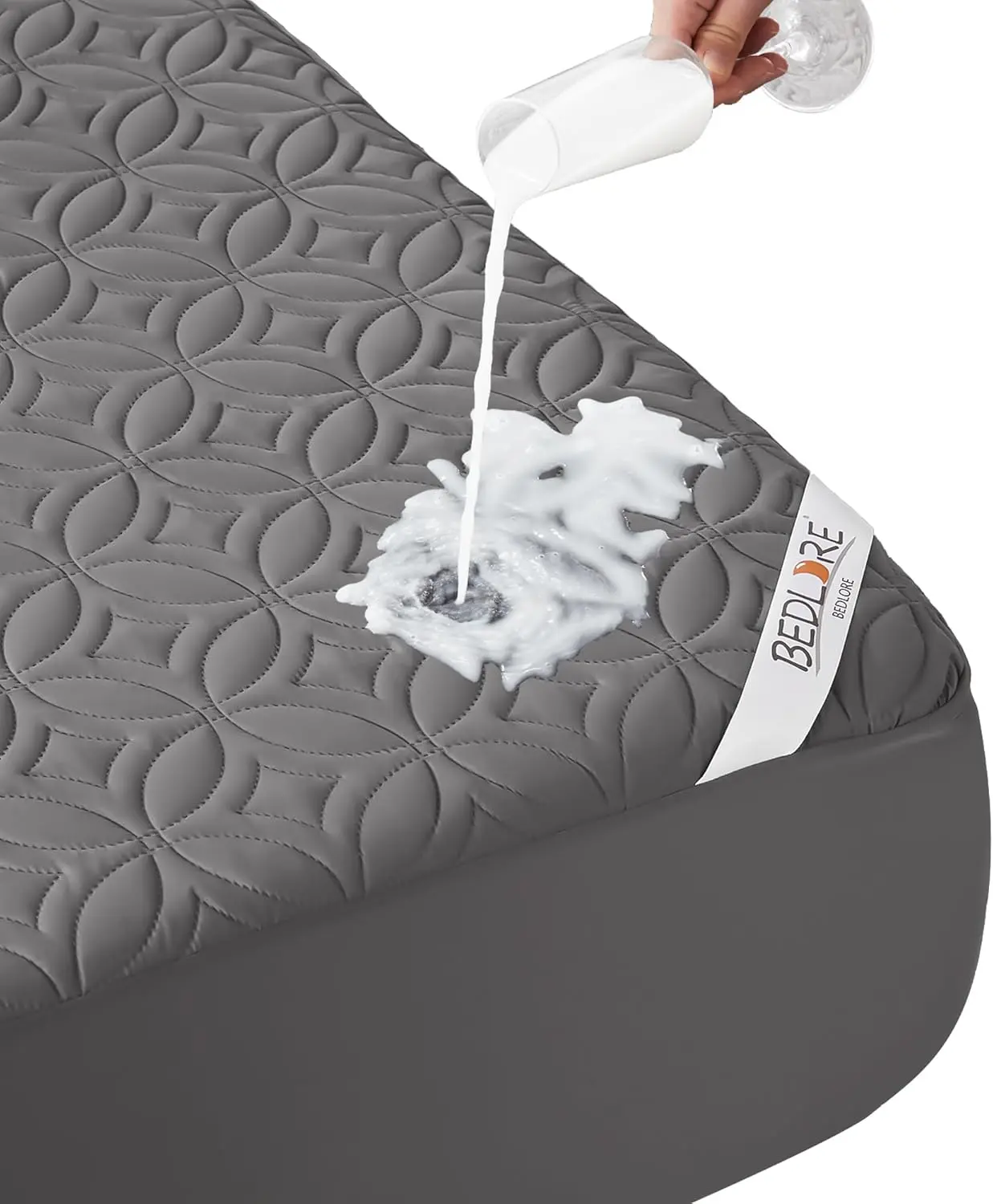 Waterproof Mattress Protector, Queen Size Mattress Pad Noiseless with Deep Pocket 6"-18" Depth, Soft Breathable Dirt-Proof Bed Mattress Cover Washable for Home, Bedroom, Hotel (Gray)