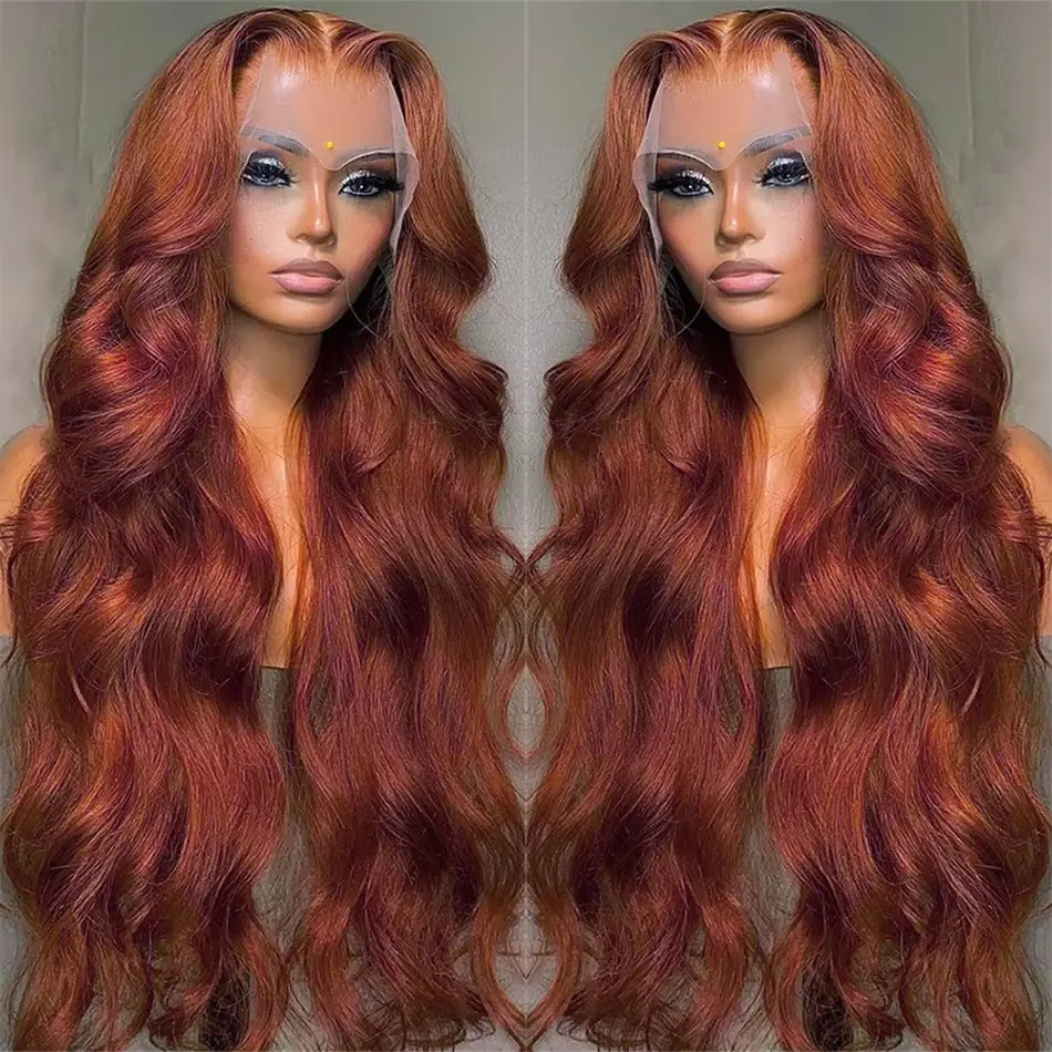 Cikana Hair 180% Body Wave Reddish Brown 13x6 Lace Frontal Human Hair Wig Brazilian Water Wavys Colored 13x4 HD Transparent Lace Front Wigs