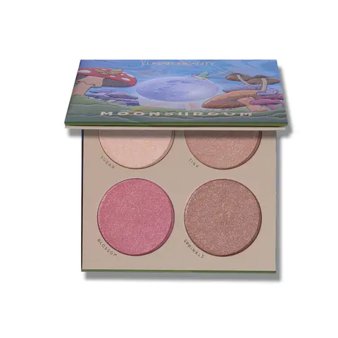 Lunar Beauty Moonshroom Mica-Based Cosmetic Shimmer Highlighter Multi-Pack - 4 Universal Glossy Assorted Shades, High-Shine Sprinkle Finish Luminizer, Shimmer Sparkle Palette for Facial Makeup Palette, High Shine Makeup Products
