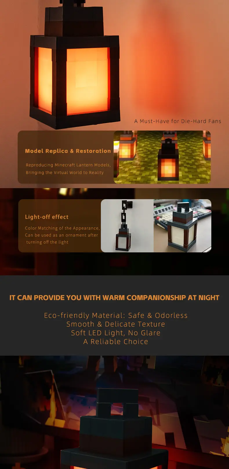 Product Introduction of DIYCOM Funny Pixel Soul Lantern Night Lamp RGB Changing Light Rechargeable Remote Control Handmade Design Four Lighting Modes for Bedroom Gaming Space Halloween Party Decoration Creative Birthday Gift 16 Color Remote Control Version 2