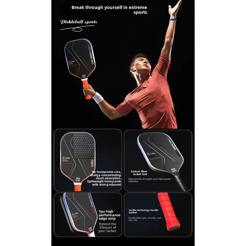 Peak racket pickleball carbon fiber t700 full set pickleball racket