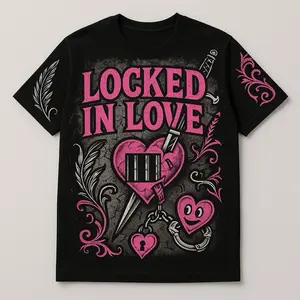 Locked In Love Tattoo Heart Tee – Black/Red Edition -Tshirt -Streetwear Shortsleeve