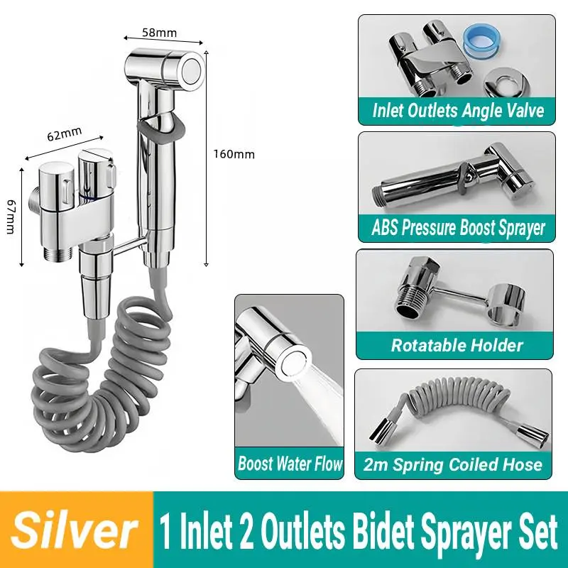 1-In-2-Out Washing Machine and Toilet Faucet, 1-In-2-Out Dual Control Valve, Dual Control Valve for Bidet, Bathroom Faucet Double Handle Dual Control, Easy to Assemble