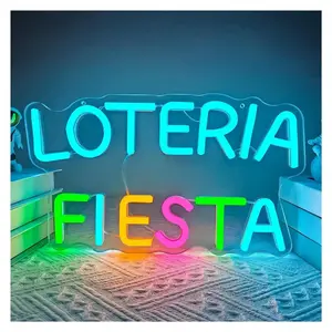 Sign Illuminated "Loteria Fiesta"Neon Sign USB Powered Dimmable Light For Wall Decor Mexican Culture Theme Party 31cmх17.5cm