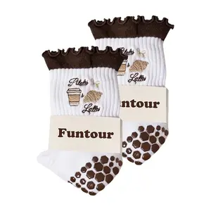 FUNTOUR Pilates Grip Yoga Socks For Women Barre Socks Cute Athletic Non Slip Sock Crew For Workout Hospital