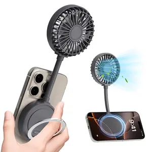 Magnetic Phone Fan, Mini Portable Personal Fan Rechargeable with Ring Holder USB Small Desk Fan for iPhone 17/16/15/14/13 Pro Max, Mag-Safe Case & All phones, Summer Outdoor Accessories