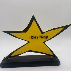 Custom Gold Star Trophy - Funny Personalized Award with "I Did a Thing!" Text and Black Base