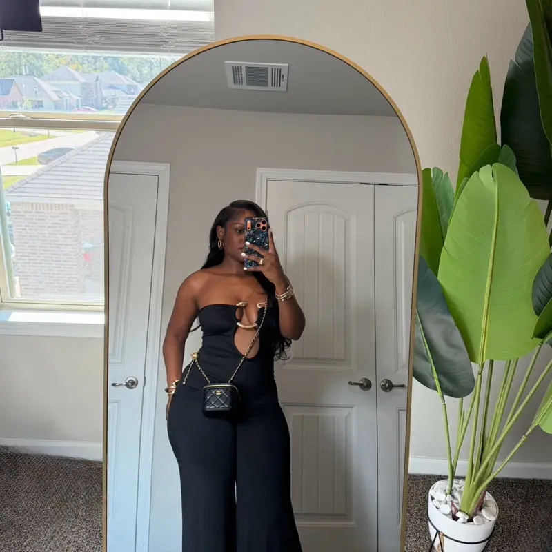Snake Jumpsuit - Black Strapless Jumpsuit with Cut Out Design, Plain Pattern, and Plain Style for All Seasons