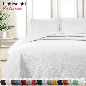 Lightweight Quilted Bedspreads Queen Bed- 3 Piece Oversized Bedspread Queen Size - Soft Bedding Set with 2 Matching Pillow Shams - Best For Summer Gift