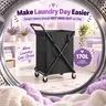 【Stock Up】Raybee STURDY & SMOOTH Metal Frame 170L/45 Gallons Laundry Basket With Wheels, Laundry Cart with extra Large Reinforced Handles for Homeuse & Laundryroom, Laundry Organiser Washable & Removeable Bags, No Sweat odors,Dirty Clothes Basket,Dorm Use